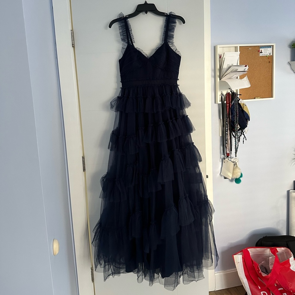 BCBG MAXAZRIA navy blue princess prom dress